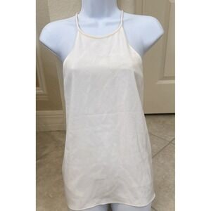 TIBI High Neck Tank Silk Top Cami‎ 0 Spaghetti Strap Racerback Ivory White Basic